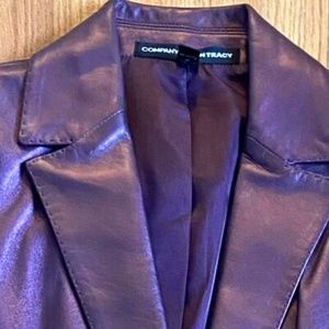 Ellen Tracy leather jacket medium plum